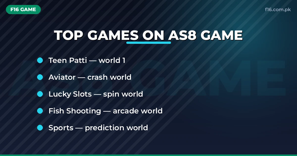 Top games on AS8 – Teen Patti, Aviator, slots