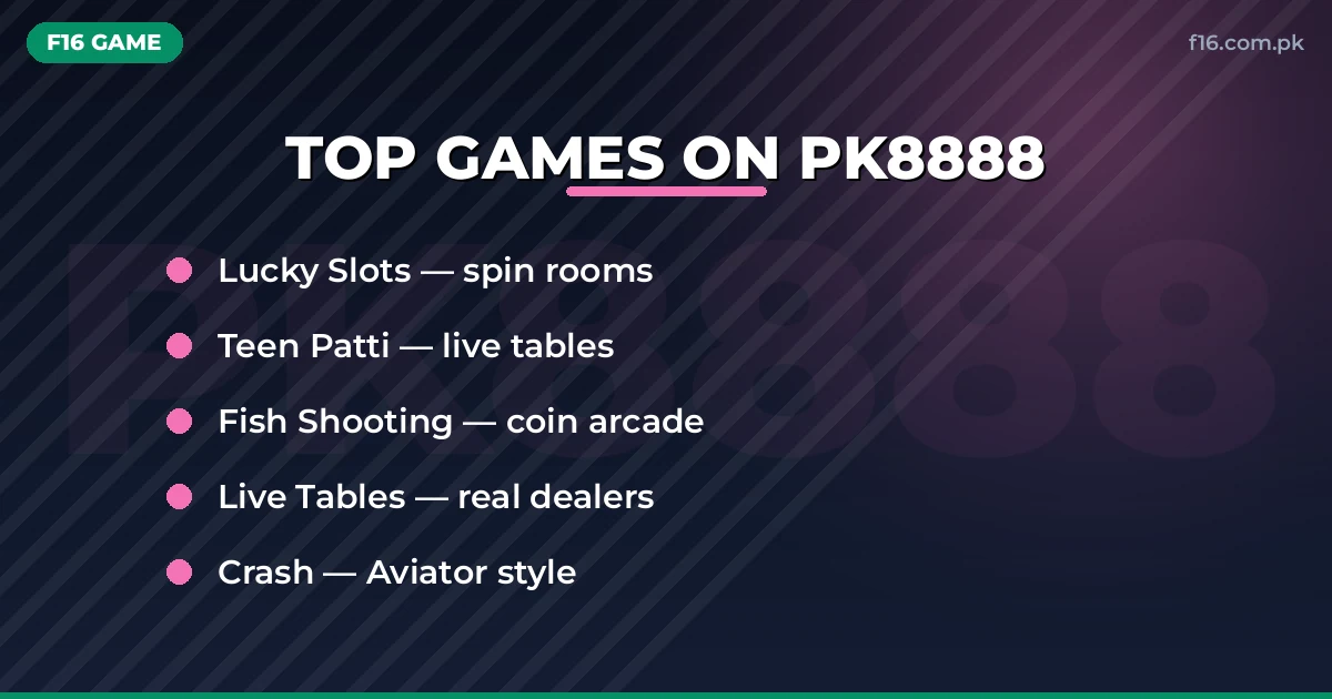 Top games on PK8888 – slots, Teen Patti, live tables